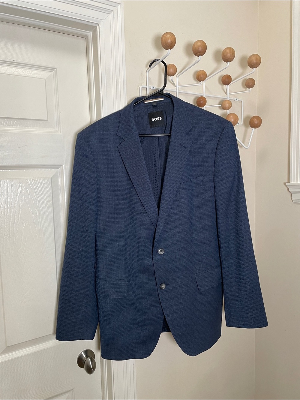 Boss  Textured Two-Button Sport Coat Jacket - Navy - 56